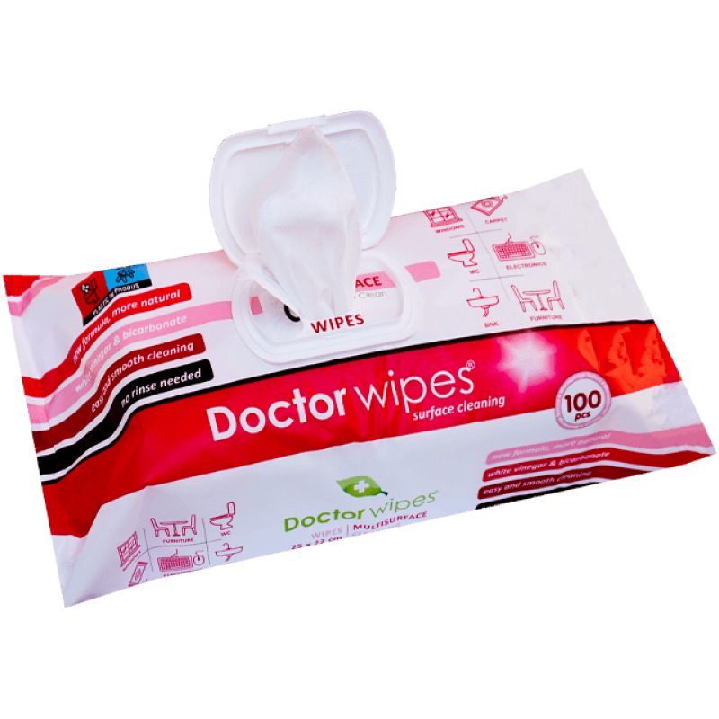 Șervețele umede Doctor Wipe's multisuprafețe cu bicarbonat 100 buc